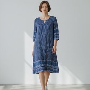 BB Collection Lightweight Airy  Wrinkle Free Packable 3/4 Sleeve Loose Fit Dress